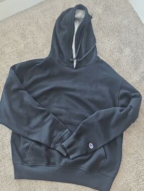 Champion Black Crewneck Hoodie with Subtle Logo